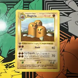 Pokemon Dugtrio 1999 1st Edition Shadowless Base Set Card 19/102 LP Condition - Image 1