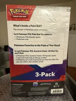 Pokemon Greatball Tin 3-Pack Trading Card Game New Sealed 151 Scarlet Violet - Image 2