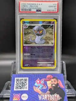 2008 POKEMON DIAMOND & PEARL GREAT ENCOUNTERS #33 ARBOK REVERSE FOIL PSA 10 - Image 1