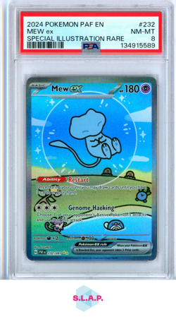MEW EX SPECI4L ILLUSTRATION RARE POKEMON PAF EN-PALDEAN FATES 2024 232 PSA 8 - Image 1