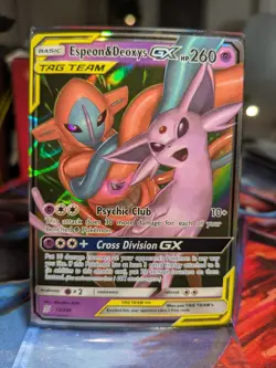 Espeon and Deoxys GX 72/236 Pokemon TCG Unified Minds Tag Team Ultra Rare - NM - Image 1