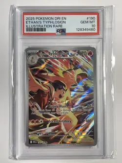 2025 POKEMON DRI EN-DESTINED RIVALS ILLUSTRATION RARE ETHAN'S TYPHLOSION PSA 10 - Image 1