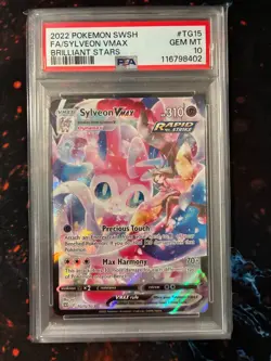 2022 POKEMON SWORD & SHIELD BRILLIANT STARS #TG15 FULL ART/SYLVEON VMAX PSA 10 - Image 1