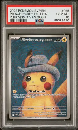2023 POKEMON SVP EN-SV BLACK STAR PROMO #085 PIKACHU WITH GREY FELT HAT PSA 10 - Image 1