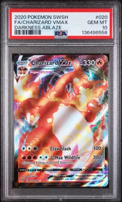 2020 Pokemon SWSH Darkness Ablaze -- Charizard VMAX #020 -- PSA 10 GEM MINT - Image 1