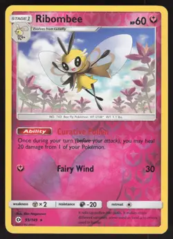 Ribombee 93/149 Reverse Holo Rare Pokemon TCG SM Base Set LP - Image 1