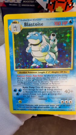 Pokemon BLASTOISE BASE SET Holo #2 002/102 WOTC 1999 TCG [MP-HP] - Image 2