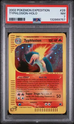 2002 POKEMON EXPEDITION #28 TYPHLOSION-HOLO PSA 7 - Image 1