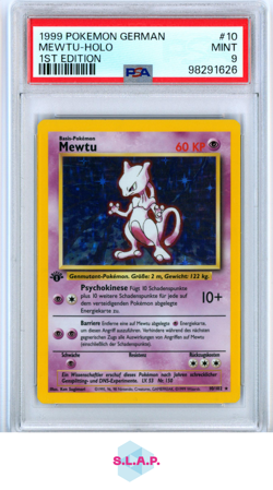 MEWTU POKEMON 10 1999 BASE SET 1. EDITION HOLO DEUTSCH PSA 9 - Image 1