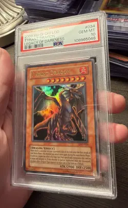 Yu-Gi-Oh! Tyrant Dragon LOD-034 PSA 10 Legacy of Darkness Unlimited Ultra Rare - Image 1