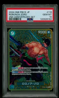 RORONOA ZORO ONE PIECE OP06-118 2024 2ND ANNIVERSARY SET JP - JAPANESE PSA 10 - Image 1