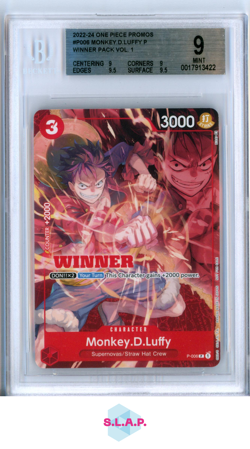 MONKEY D. LUFFY ONE PIECE P-006 2022 WINNER PACK VOL. 1 WINNER ENGLISH BGS 9 - Image 1