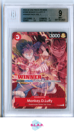 MONKEY D. LUFFY ONE PIECE P-006 2022 WINNER PACK VOL. 1 WINNER ENGLISH BGS 9 - Image 1