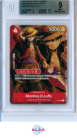 MONKEY D. LUFFY ONE PIECE P-007 2022 WINNER PACK VOL. 1 WINNER ENGLISH BGS 9 - Image 1