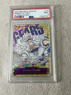 2023 ONE PIECE OP05-AWAKENING OF THE NEW ERA ALTERNATE ART MONKEY D. LUFFY PSA 9 - Image 1