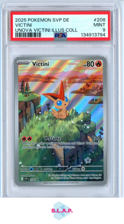VICTINI UNOVA VICTINI ILLUS COLL POKEMON GER SVP DE-SV BL STR PRM 2025 208 PSA 9 - Image 1