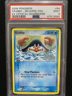 2006 Pokemon EX Crystal Guardians Krabby Reverse Foil 54/100 PSA 9 Mint - Image 1