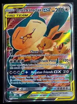 Pokemon Eevee & Snorlax SM169 Sun And Moon Promo NM 2019 GX Tag Team Alt Art - Image 1
