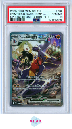 CYNTHIA'S GARCHOMP EX SPECI4L ILL RARE POKEMON DRI EN-DES RIVALS 2025 232 PSA 10 - Image 1