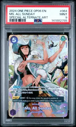 2024 ONE PIECE OP06-WINGS OF THE CAPTAIN #064 MS. ALL SUNDAY PSA 9 - Image 1