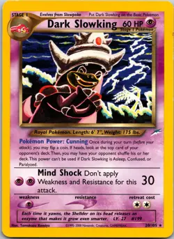 Pokemon TCG Dark Slowking Neo Destiny Card 20/105 Unlimited Rare LP - Image 1
