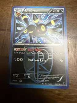 Pokemon Umbreon Team Plasma Rare Stage 1 100 HP 64/116 2013 Card English - Image 1