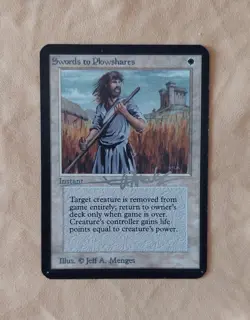 SWORDS TO PLOWSHARES - silver signed - MtG ALPHA Magic the Gathering card MP/PL - Image 1