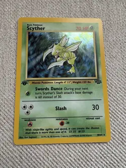 Pokemon Scyther TCG Jungle Holo Card 10/64 Unlimited Rare, LP/MP Condition - Image 1
