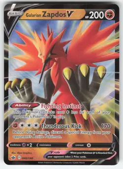Galarian Zapdos V 080/198 Pokemon TCG SWSH06: Chilling Reign NM - Image 1