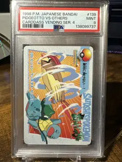 1998 Pokemon JPN Bandai Anime Vending #139 Pidgeotto Vs Others PSA 9 - Image 1