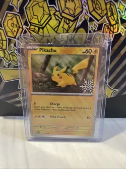 Pokemon Pikachu Sealed Holiday Snowflake Stamp 025/165 NM - Image 1