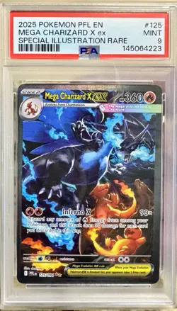 2025 POKEMON PFL EN-PHANTASMAL FLAMES #125 MEGA CHARIZARD X EX PSA 9 - Image 2