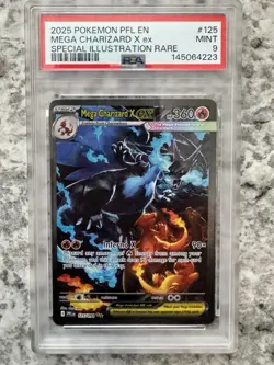 2025 POKEMON PFL EN-PHANTASMAL FLAMES #125 MEGA CHARIZARD X EX PSA 9 - Image 5