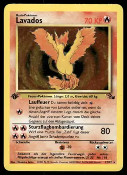 Pokemon Cards Moltres 12/62 1ST EDITION Fossil Holo Rare LP GERMAN Lavados - Image 1