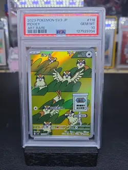 2023 POKEMON Japanese SV3-RULER OF THE BLACK FLAME ART RARE #118 PIDGEY PSA 10 - Image 1