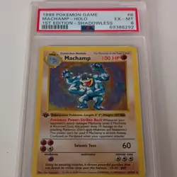 Pokemon Machamp 008/102 Deck Exclusives 1st Ed Shadowless Holo PSA 6 1999 - Image 1