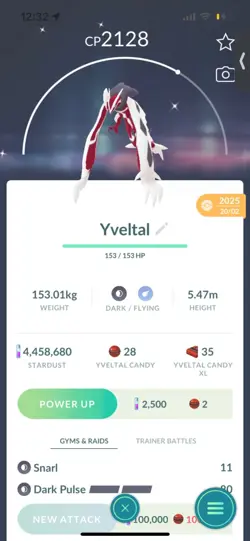 Pokemon Go Legendary Shiny Yveltal - Image 1