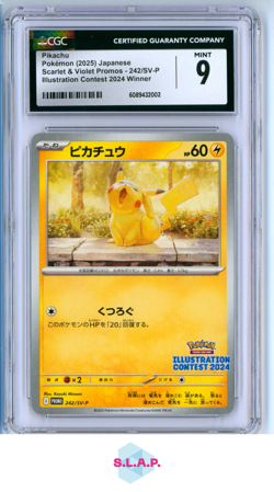 PIKACHU POKEMON 242/SV-P 2025 ILLUSTRATION CONTEST 2024 - JAPANISCH CGC 9 - Image 1