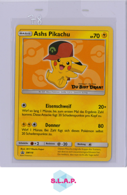 ASHS PIKACHU POKEMON SM110 2017 BLACK STAR PROMO GERMAN - Image 1