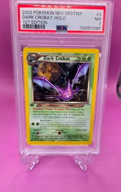 2002 Pokemon Neo Destiny Dark Crobat Holo 1st Edition #2 PSA 7 NM - Image 1