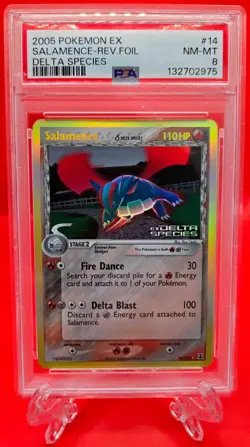 2005 Pokemon EX Delta Species Salamence Reverse Foil #14 PSA 8 NM-MT - Image 1