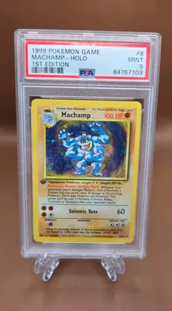 1999 Pokemon Base Set Machamp Holo 1st Edition #8 PSA 9 Mint - Image 1
