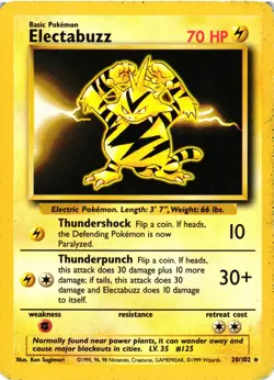 Pokemon TCG Electabuzz Base Set 20/102 Unlimited Rare HP - Image 1