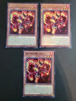 Red Lotus King, Flame Crime (X3) MZMU-EN077 Ultra Rare Yugioh Maze of Muertos - Image 1