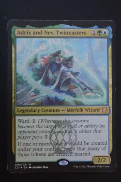 MTG ADRIX AND NEV, TWINCASTERS (DISPLAY COMMANDER) FOIL Strixhaven LP Played - Image 1