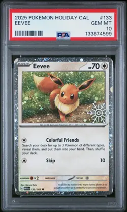 2025 Pokemon Holiday Calendar Eevee PSA 10 #133 Snowflake Stamped Holo Low Pop - Image 1