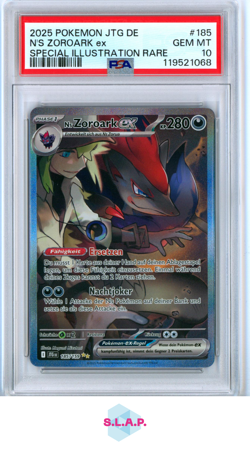 N'S ZOROARK EX SPECI4L ILL RARE POKEMON GER JTG JOURNEY TOGETHER 2025 185 PSA 10 - Image 1
