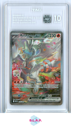 RESHIRAM EX POKEMON #166/086 S & V WHITE FLARE SPEC ILL RARE 2025 EN TAG 10 - Image 1