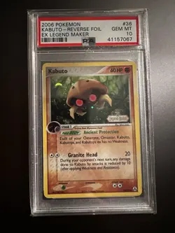 Pokemon Kabuto EX Legend Maker Reverse Holo #36 PSA 10 LOW POP (POP 11) - Image 1