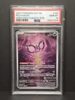 2024 Pokemon Shrouded Fable Pecharunt #129 POKEMON CENTER Promo PSA 10 - Image 1